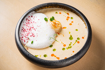 seafood cream soup with shrimps