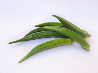 Vegetable - Okra, ladies' fingers or ochro in isolated background. 