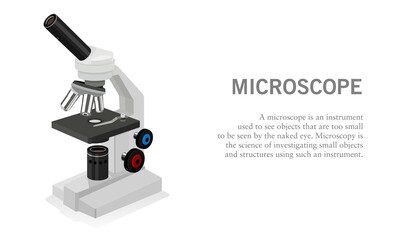 Vector illustration of a laboratory microscope unit. Suitable for design elements of science experiment, bacterial observation equipment, virus test, chemistry laboratory and object research.