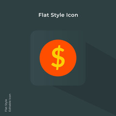 Dollar icon, symbol of money in usd vector illustration in flat style for using in mobile, website, ui design. 