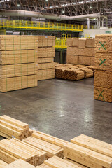 wooden factory piles pallets storage inside shed