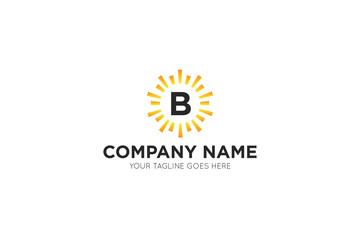 Initial letter b sun, solar logo and icon vector illustration