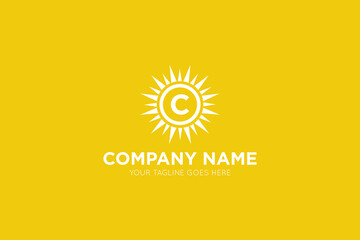 Initial letter c sun, solar logo and icon vector illustration