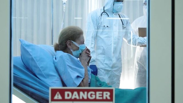 coronavirus covid-19 patient in quarantine with doctor in hospital