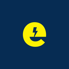 Initial letter e electric, thunder, power logo and icon vector illustration