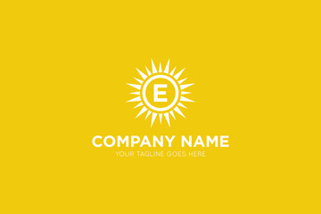 Fototapeta premium Initial letter e sun, solar logo and icon vector illustration
