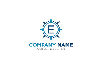 Initial letter e compass, travel logo and icon vector illustration