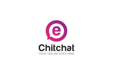 Initial letter e chat, message logo and icon vector illustration