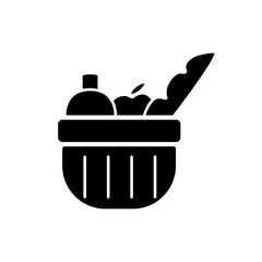 Food basket black icon on white background