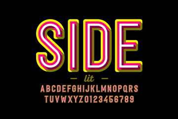 Modern style font, alphabet letters and numbers
