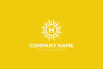 Initial letter h sun, solar logo and icon vector illustration