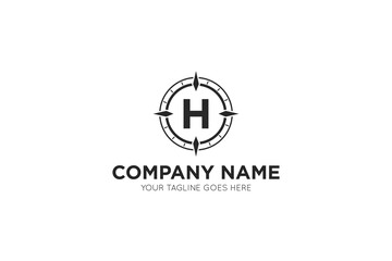 Initial letter h compass, travel logo and icon vector illustration