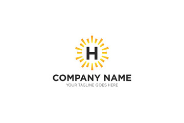 Initial letter h sun, solar logo and icon vector illustration