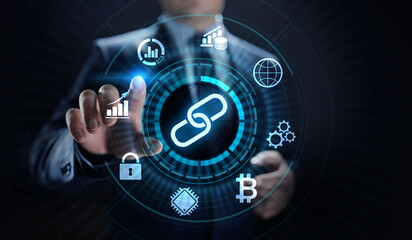 Blockchain Cryptocurrency FInancial technology concept on screen.
