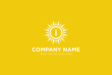 Initial letter i sun, solar logo and icon vector illustration