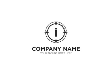 Initial letter i compass, travel logo and icon vector illustration