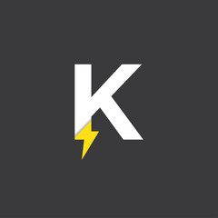 Initial letter k electric, thunder, power logo and icon vector illustration