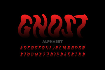 Ghost style font, Halloween alphabet, letters and numbers