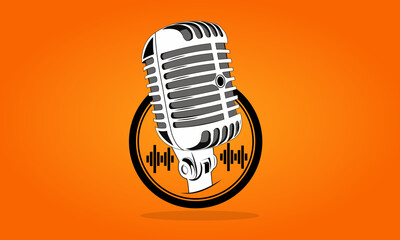 Music microphone vector design. Anyone can use This Design Easily.