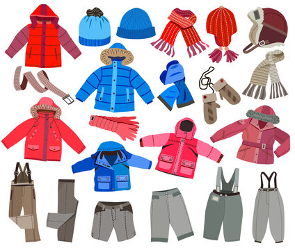 collection of winter children's clothing