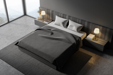 Grey master bedroom, top view