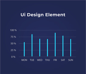 Modern bar graph ui element. Dashboard Ui element. Blue gradient business infographiy ui element for using in website, mobile app.