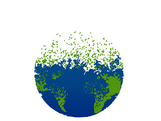 save earth globe on white background ,dispersing earth