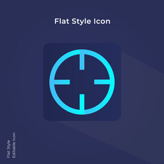 Obraz premium Filled target icon, gun point target in flat style for using in mobile, website, ui design. Trendy blue gradient.