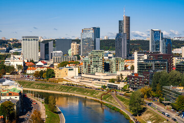 View of Vilnius business district and River Viliya