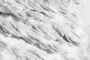 Frozen ice flakes. Natural background with hoarfrost