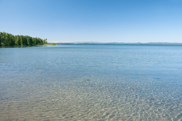 Obraz premium Landscape view of lake Uvildy in summer, South Urals, Russian Federation