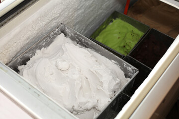 Fototapeta na wymiar coconut ice cream in refrigerator