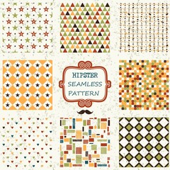 Set of seamless abstract patterns in retro colors for design, Website, background, banner. Vintage patterns for wallpaper, wrapping paper, invitation card or textile. Vector Illustration - 357548300