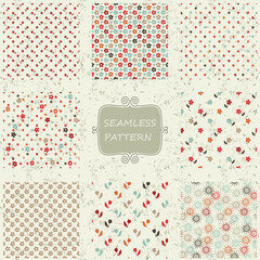 Set of seamless abstract patterns in retro colors for design, Website, background, banner. Vintage patterns for wallpaper, wrapping paper, invitation card or textile. Vector Illustration - 357548368