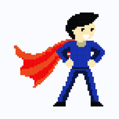 Super hero in pixel art