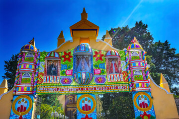 Colorful Christmas Gate Church Santa Maria Tonantzinta Cholula Mexico