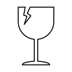 Fragile flat icon with crack isolated on white background. Fragile package symbol. Label vector illustration