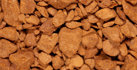 Close up of instant coffee granules as background.