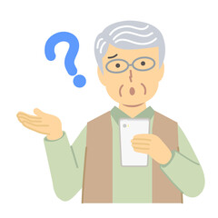 緑色の服のシニア男性/わからない