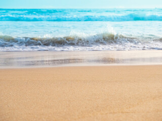 Fototapeta na wymiar close up sand with wave of sea beach