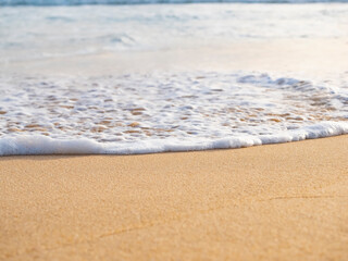 close up sand with wave of sea beach