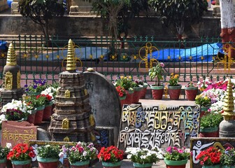 Buddhist temple in India Bodh Gaya maha bodhi complex, Bihar 