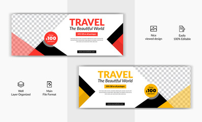 Travel tour agency social media instagram post facebook cover page timeline web ad banner templatte design