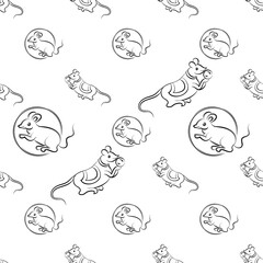Rat Icon Seamless Pattern, Animal Icon