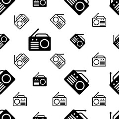 Radio Icon, Electronic Device Seamless Pattern