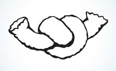 The lace is tied to a knot. Vector drawing