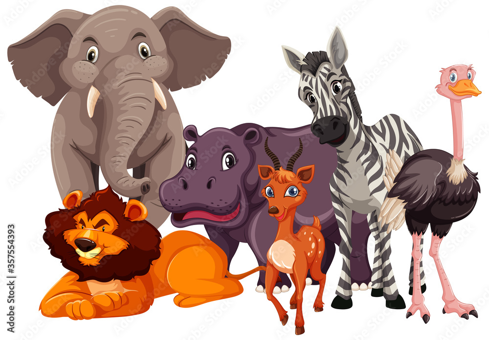 Sticker Group of wild animals