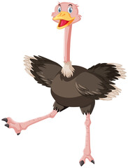 Cute ostrich cartoon character