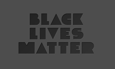 BLACK LIVES MATTER minimalistic typography on dark gray background. No Racism. Vector illustration for poster, shirt, banner. Protest Banner about Human Right of Black People in U.S. America.