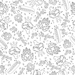 Go vegan contour pattern on a white background . Isolated contour elements without background.pattern for printing, packaging, poster, decoration, postcard, background.